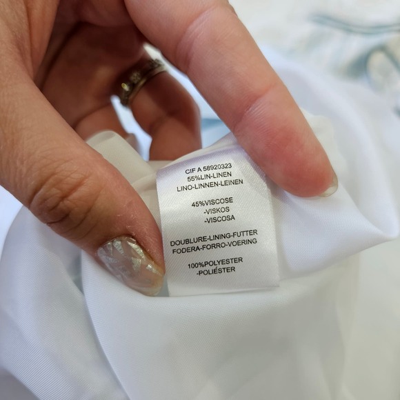 R Brand Women's‎ Baby Blue & White Stripe Linen Blend Sweetheart Dress. Size M - Picture 5 of 10